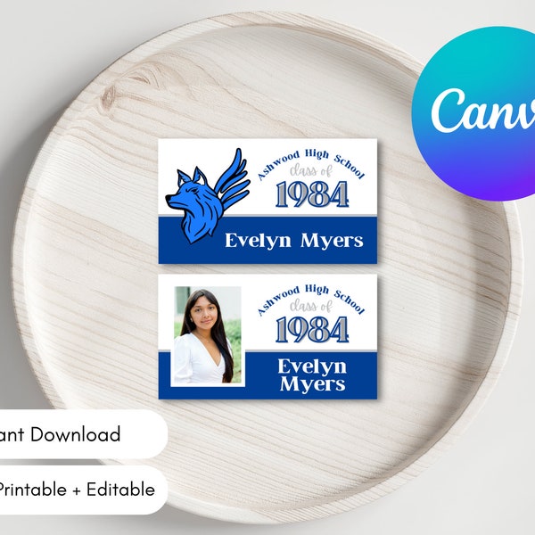 EDITABLE Class Reunion Name Tag Template | Instant Printable Download | College, High School | Any Year, Any Color