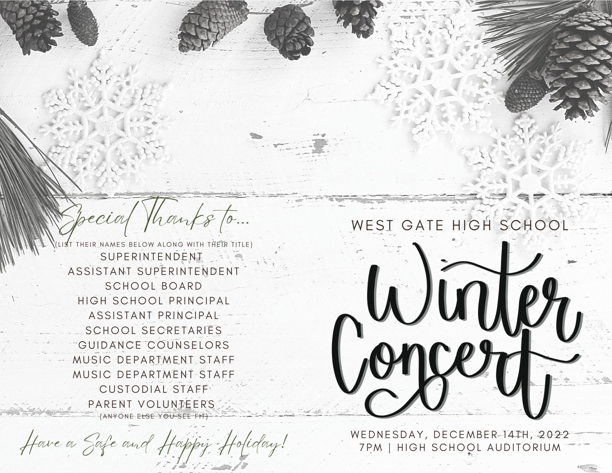EDITABLE Concert Program Template | Instant Printable Download | Music, Band, Choir/chorus ...