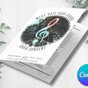 EDITABLE Concert Program Template | Instant Printable Download | Music, Band, Choir/Chorus, Orchestra | Watercolor