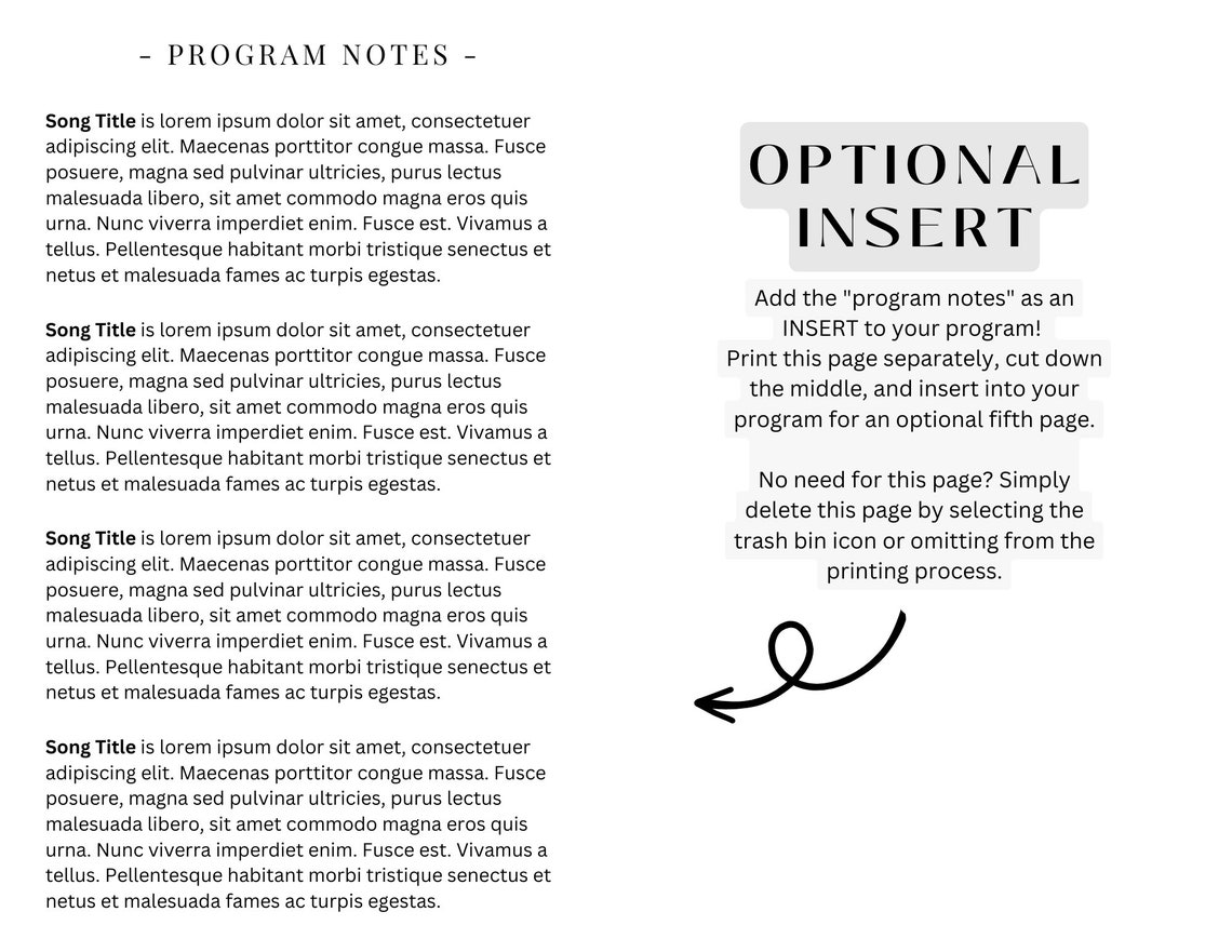 EDITABLE Recital Program Template | Music, Piano, Voice Studio ...