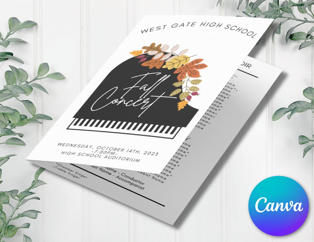 EDITABLE Concert Program Template Instant Printable Download Music EDITABLE Concert Program Template Instant Printable Download Music