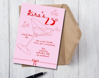 unique birthday party custom template invitations, invites for cocktail parties, 21st birthdays, 30th birthdays, 20s