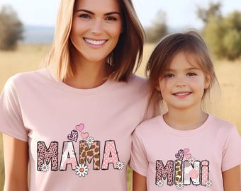 Mama Mini Matching Shirts, Mommy and Me Outfits, Cute Daisy Heart T-Shirt Set, Mother Daughter Tees, Family Photo Outfit, Gift for Mom