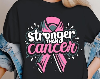 Stronger Than Cancer Shirt, Breast Cancer Awareness Tee, Pink Ribbon Support Shirt, Survivor Gift Tee, Hope Strength TShirt