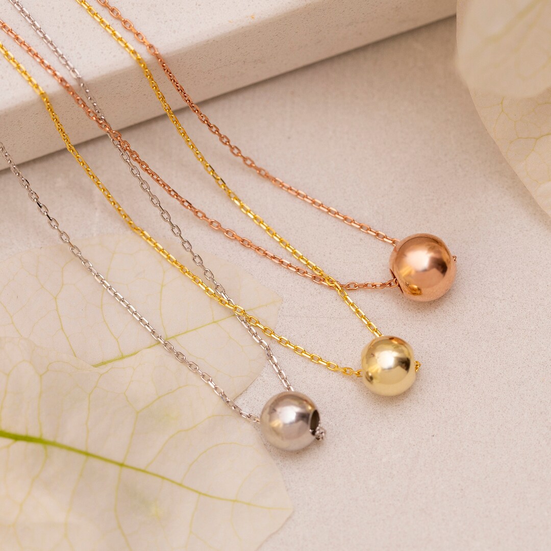 Gold Plated Ball Necklace Rose Ball Necklace Silver Ball Necklace Bridesmaid Gift Wedding Jewelry Mother s Day Gift Women Gift. Etsy Australia
