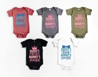 Daddy’s Girl Mommy’s World Bodysuit, Daddy’s Boy Mommy’s World Shirt, Baby Girl Bodysuit, Baby Boy Outfit, Toddler Kids Shirt
