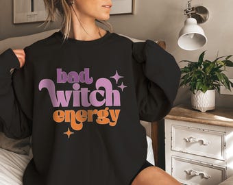 Retro Witch Sweatshirt, Women Halloween Sweater, Comfort Colors, Witchy Girl Sweats, Pumpkin Season, Cute Fall Gifts, Halloween Party Tee