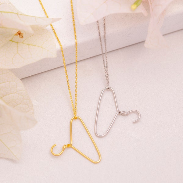 Tiny Hanger Necklace,Sterling Silver Clothes Hanger Necklace, Wire Hanger Necklace, Miniature Hanger Necklace, Pro Choice Necklace