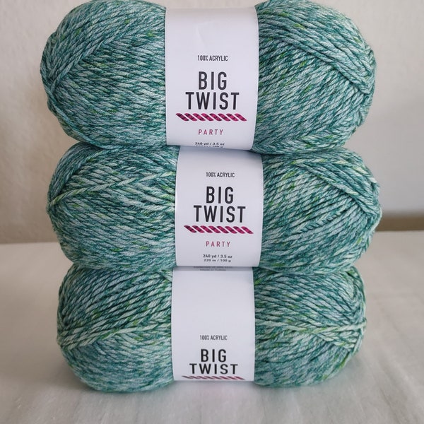 Big Twist Party Yarn - Color Rainforest -3 Skein Lot - Crochet, Knit, Yarn, Amigurumies, Hat, Scarf, Handmade, Baby, Shawl, Blanket, Throw,