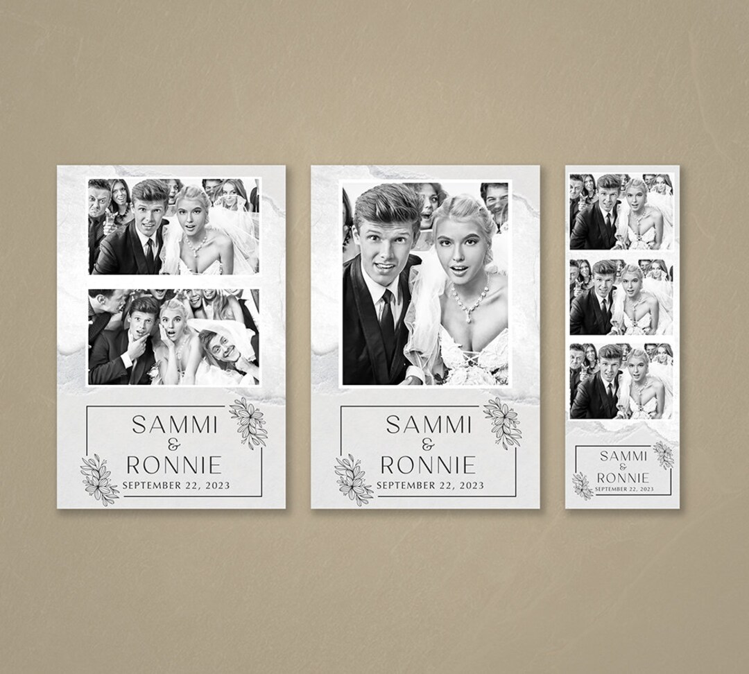 Wedding Photo Booth Template 4x6 & 2X6 Simple White, Luxury, Elegant