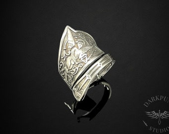 Fairy Cupid floral Spoon Ring | Vintage style floral ring | Antique silver | Adjustable | Alternative Jewellery | Gift Bag | Free Delivery