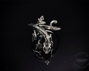 Adjustable Gecko Ring | Reptile | Spirit Animal ring | Antique silver | Witchy | Gothic | Alternative Jewellery | Gift Bag | Free Delivery