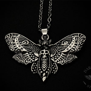 Death Head Moth Pendant Necklace | Stainless Steel | Death’s Head Hawk Moth | Gothic | Alternative Jewellery | Gift Bag | Free Delivery