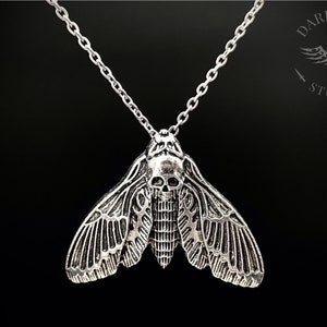 Deaths Head Moth Pendant Necklace | Stainless Steel | Death’s Head Hawk Moth | Gothic | Alternative Jewellery | Gift Bag | Free Delivery