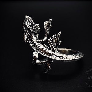 Adjustable Gecko Ring | Reptile | Spirit Animal ring | Antique silver | Witchy | Gothic | Alternative Jewellery | Gift Bag | Free Delivery image 6