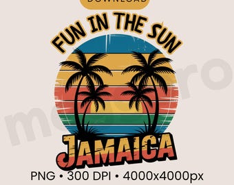 Jamaica Vacation PNG – Fun in the Sun Travel Shirt Design, Retro Caribbean Beach Sublimation Cricut File
