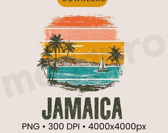 Jamaica T Shirt PNG, Tropical Beach Sunset Design, Caribbean Travel Graphic, Island Vacation Shirt, Jamaica PNG Download