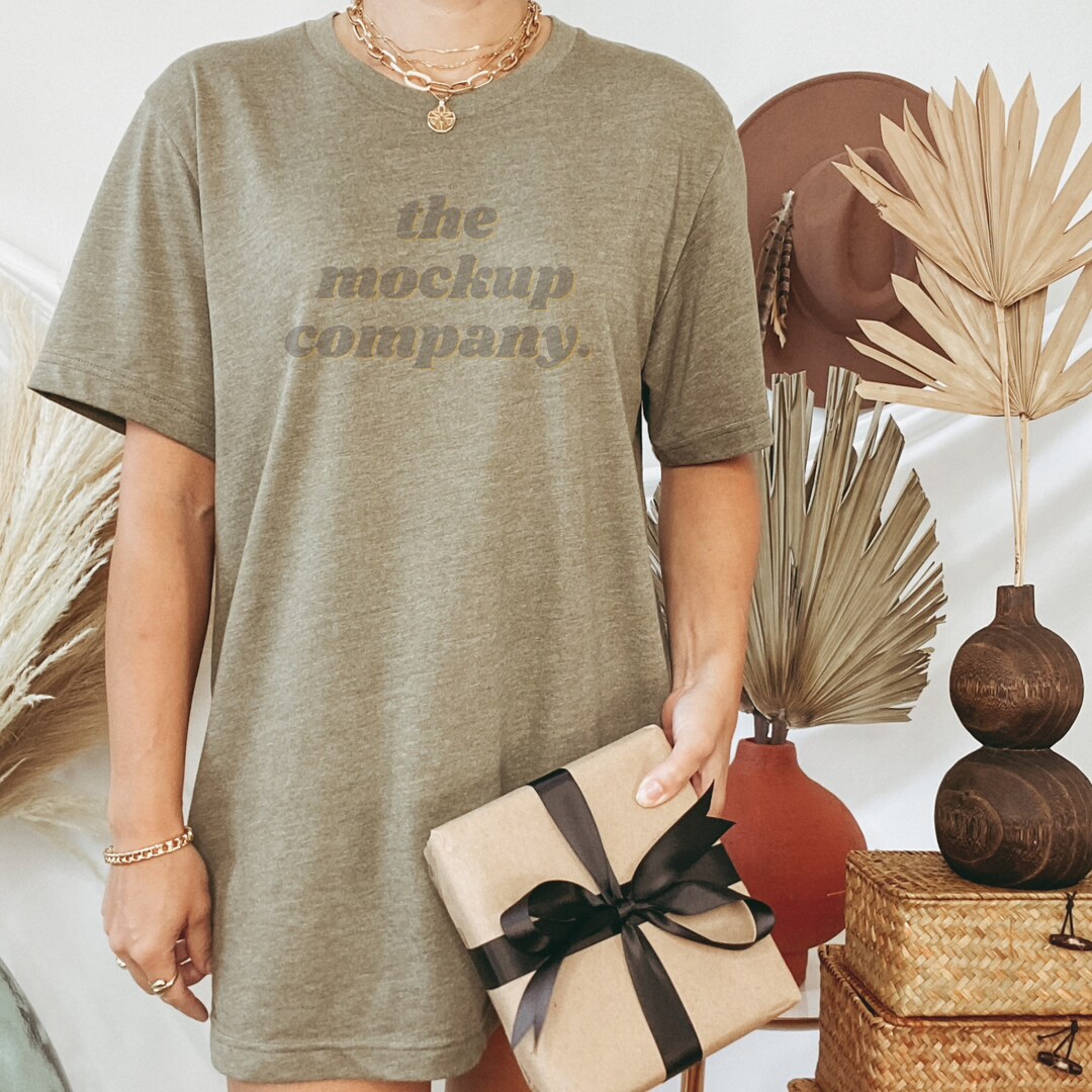 Bella Canvas 3001 Mockup Bella Canvas 3001 Heather Olive T Shirt Mockup ...