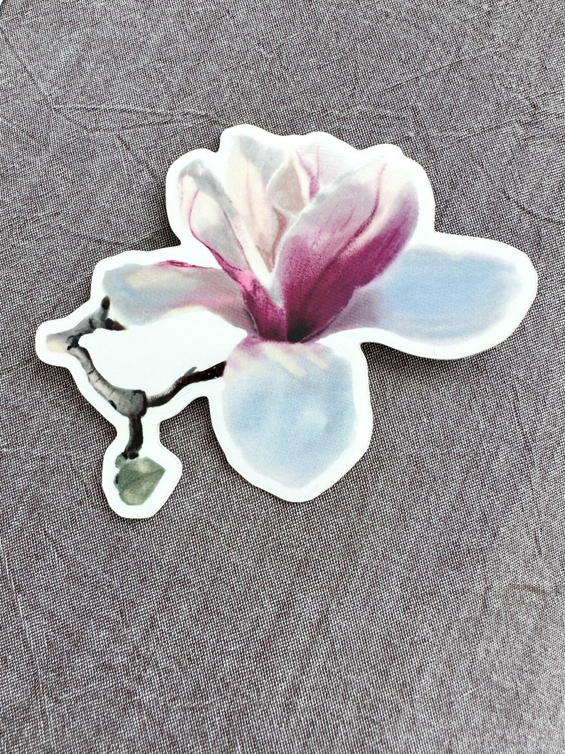 flower sticker, pretty floral sticker, waterproof vinyl sticker, water bottle sticker, laptop sticker, cute flower sticker, magnolia sticker image 4