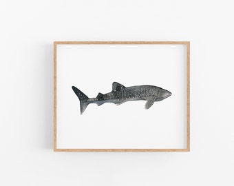 Whale Shark Watercolor Art Print: Signed Fine Art Paper (8x10)