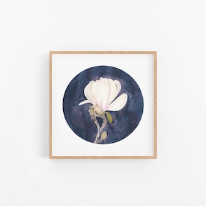 Stampa di magnolia, stampa di magnolia stellata, magnolia bianca, dipinto di magnolia stellata, dipinto di magnolia, stampa di magnolia, dipinto floreale, stampa floreale