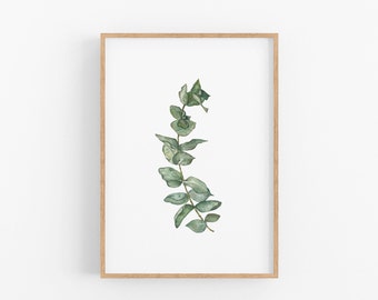 Eucalyptus Watercolor Art Print: Botanical Greenery Illustration (5x7)