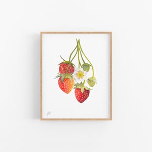 Strawberries, Strawberry Painting, Berry Art, Berry Painting, Berry Watercolor, Strawberry Watercolor Art Print, Berries Art Print,Fruit Art