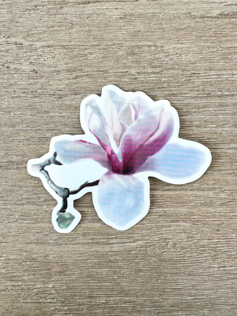 flower sticker, pretty floral sticker, waterproof vinyl sticker, water bottle sticker, laptop sticker, cute flower sticker, magnolia sticker image 6