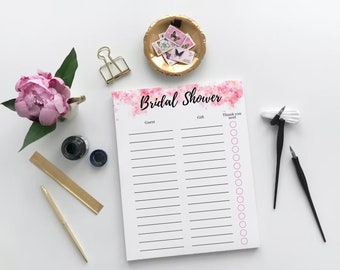 Gift tracker - Bridal gift tracker - Wedding gift tracker - Wedding shower gift