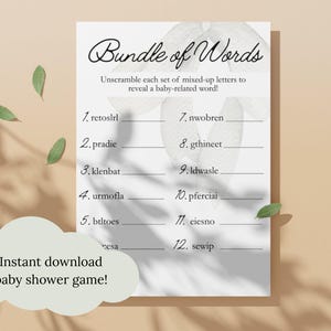 Baby Shower Word Scramble Game – Printable Baby Shower Activity – Gender Neutral – Instant Download – Fun Baby Shower Game for Guests