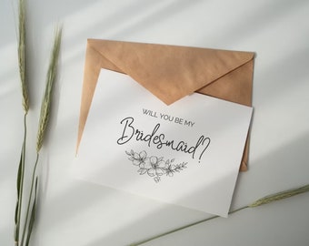 Will you be my bridesmaid - Bridesmaid invitation - bridesmaid card - bridesmaid gift - simple elegant bridesmaid card - wedding planning