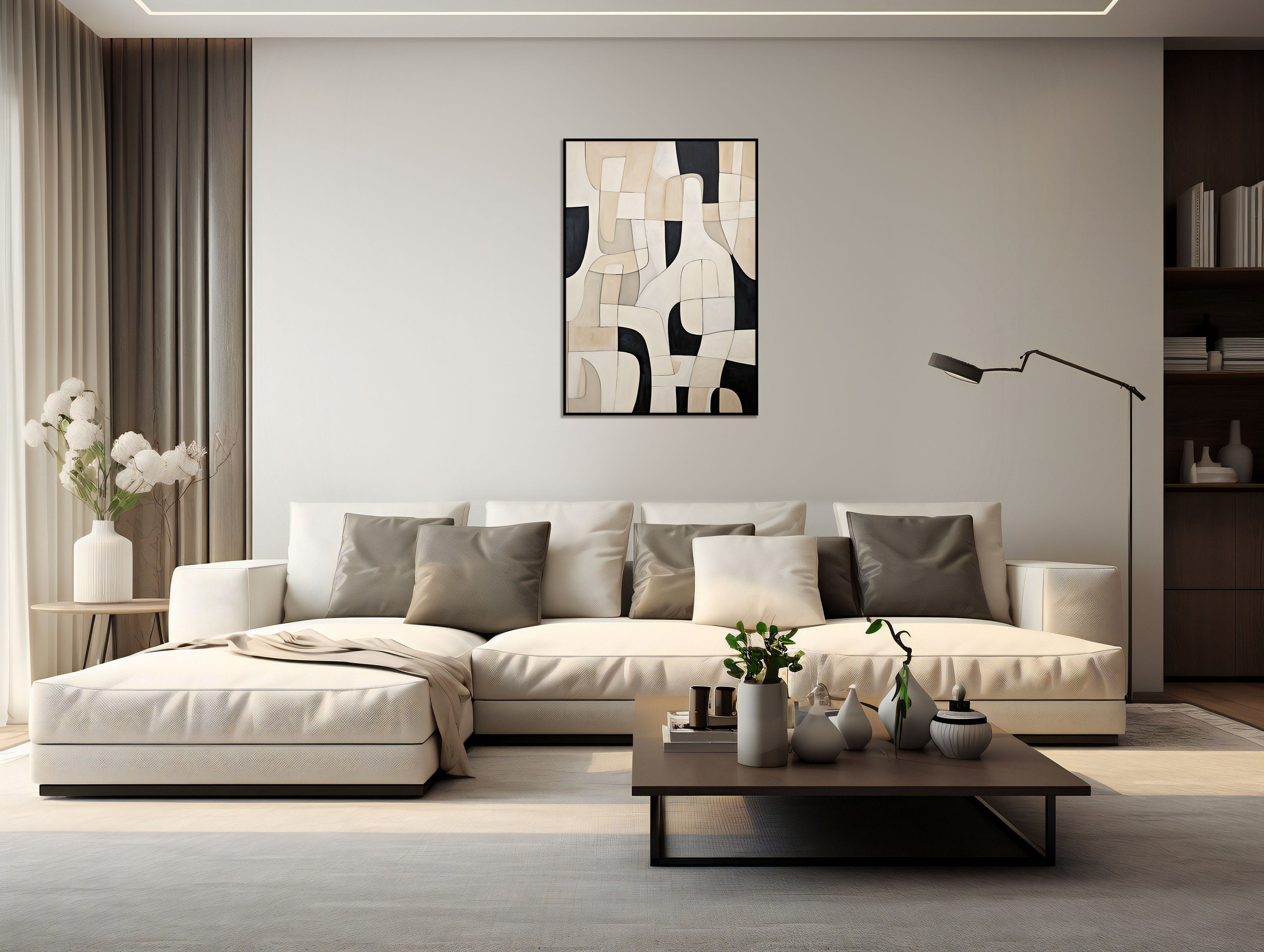 Vertical Abstract Living Room Wall Art, Printable Wall Art, Wall Decor ...