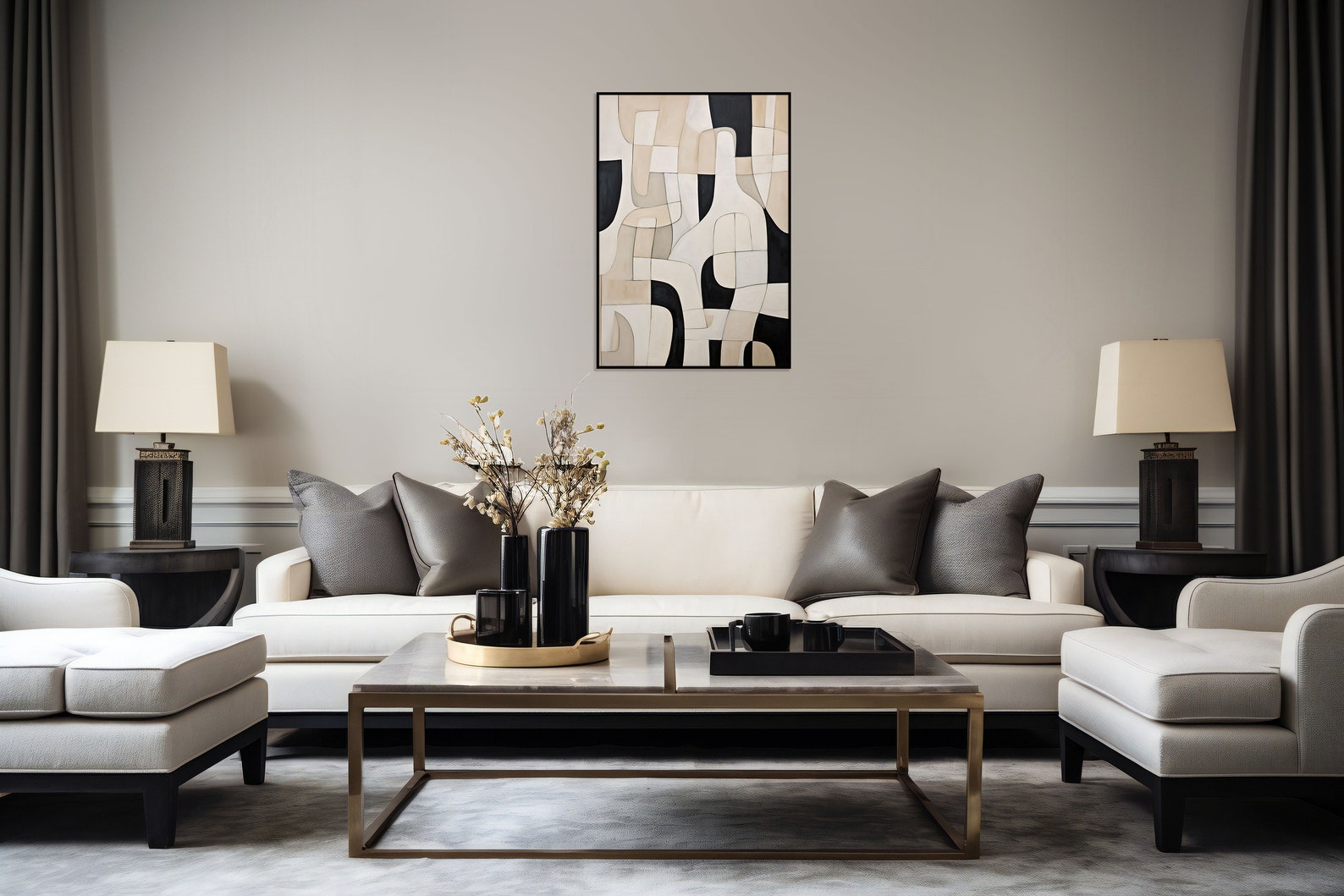 Vertical Abstract Living Room Wall Art, Printable Wall Art, Wall Decor