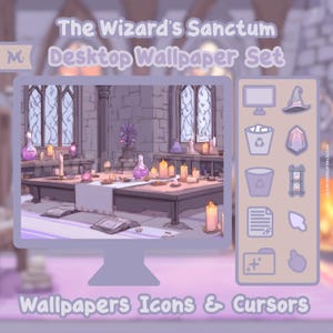 Wizard’s Sanctum Desktop Theme: Magical Wallpapers, Icons & Cursors (Digital Download)