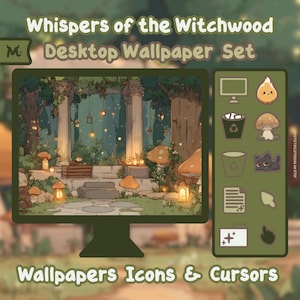 Witchwood Desktop Wallpaper Set: Enchanted Forest Wallpapers, Icons & Cursors (Digital Download)