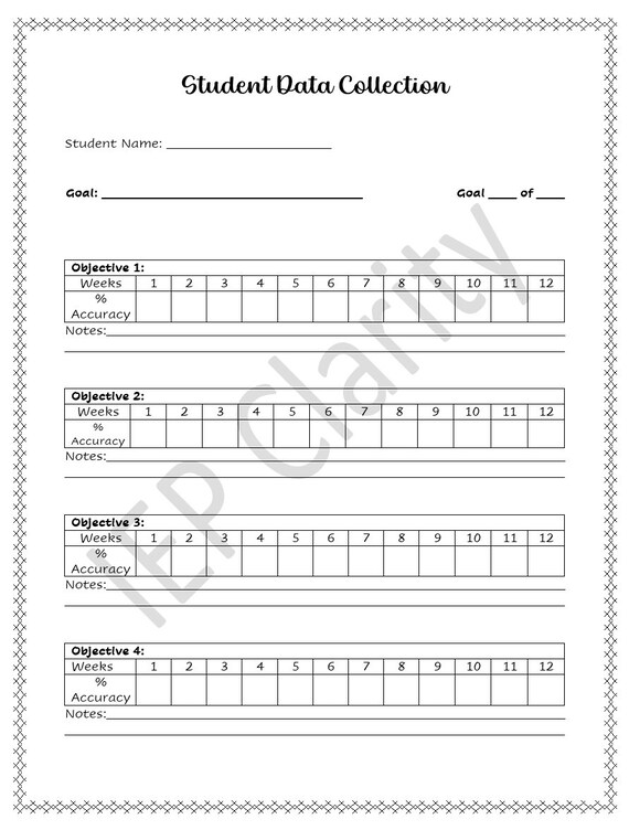 Student Data Collection Sheet - Etsy