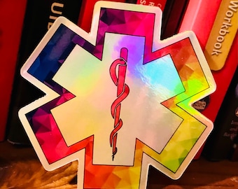 Pride EMS Holographic Sticker, EMT Paramedic Gift
