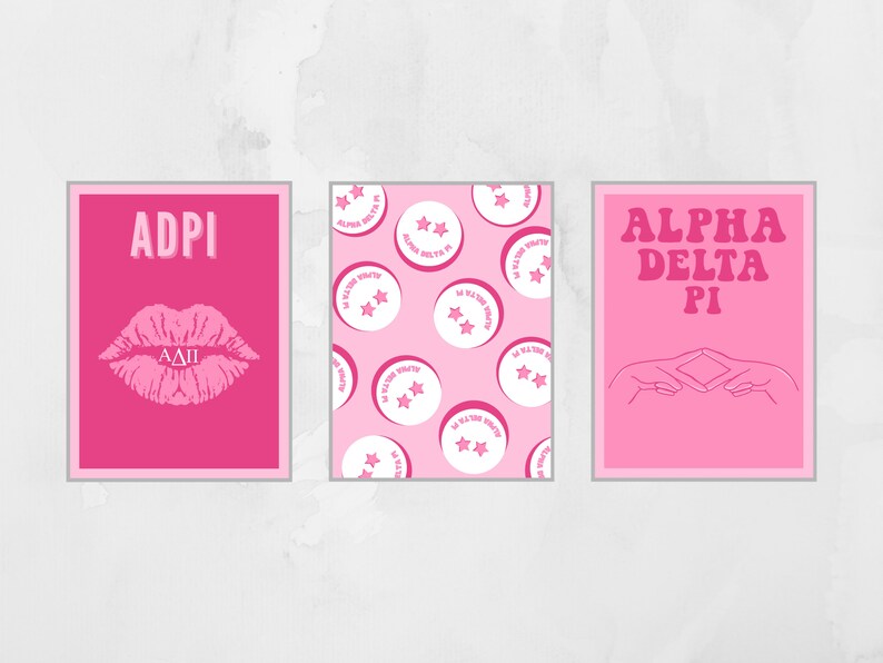 3 Pack Sorority Poster INSTANT DOWNLOAD Alpha Delta Pi - Etsy
