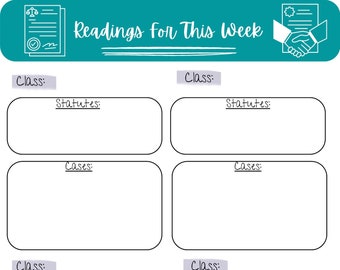 Law School Reading Planner Page