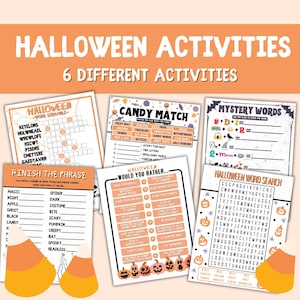Halloween Printable Games, Classroom Party Activities (PDF)