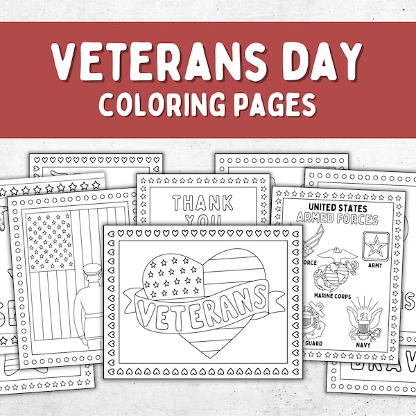 Veterans Day Coloring Pages | Veterans Day Printable | Patriotic | USA | Military | American Flag | Coloring Pages for Kids