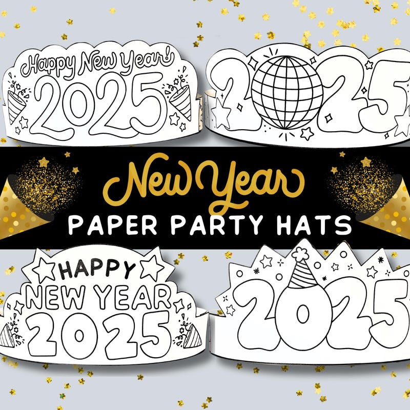 2025 New Year Paper Hat Etsy