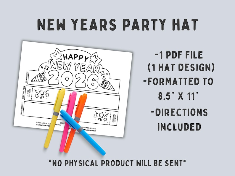 2026 New Year Paper Hat: Kids Coloring Activity (PDF) image 3