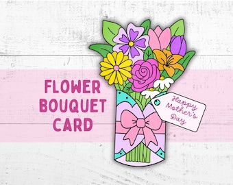 Printable Flower Bouquet Card: Mother's Day Coloring Activity (PDF)