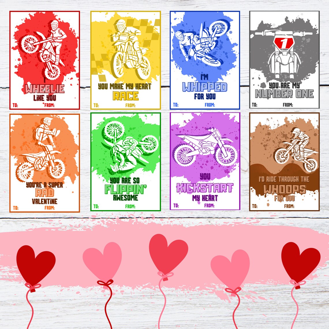 Valentine's Day Cards Dirt Bike Motocross Supercross Printable ...