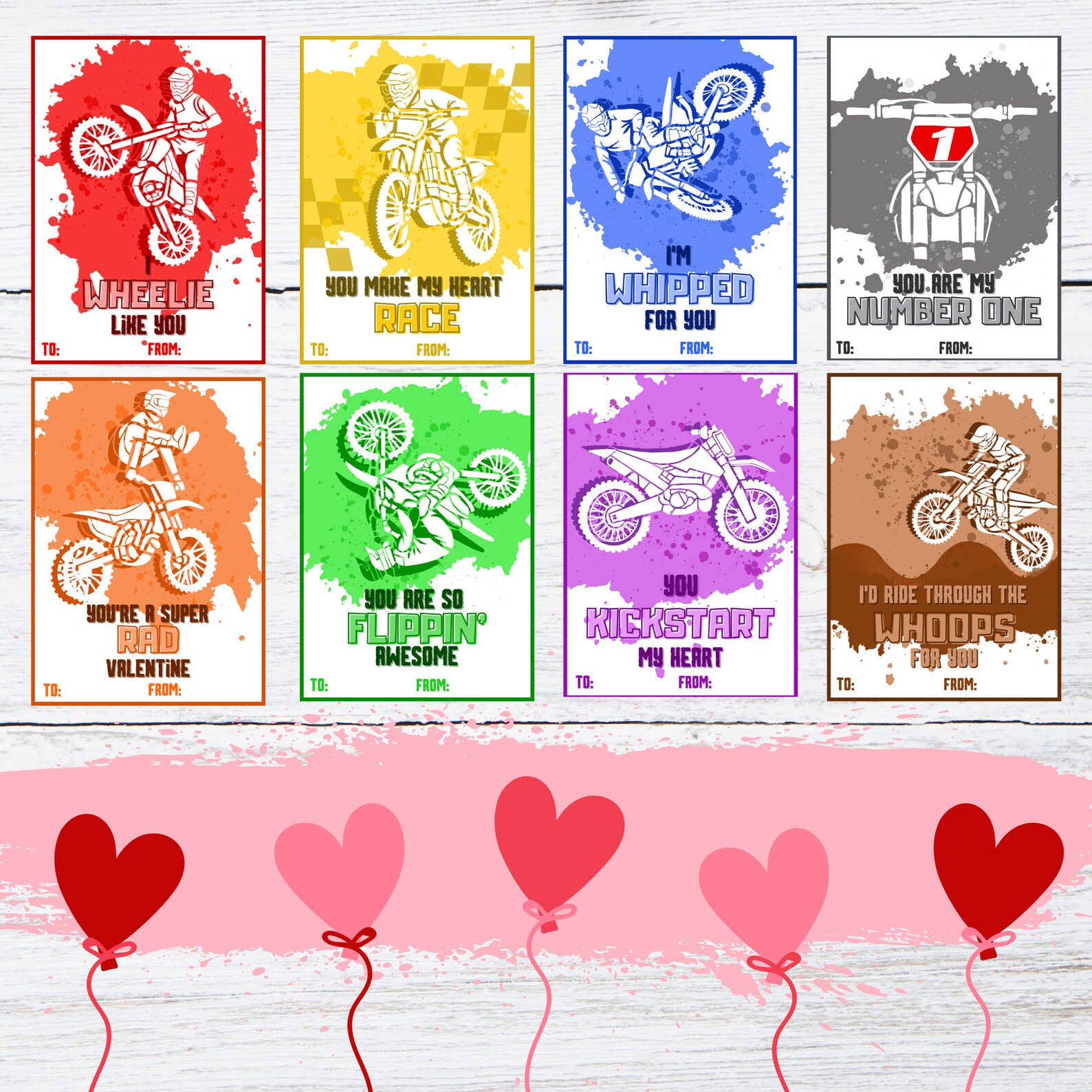 Valentine's Day Cards Dirt Bike Motocross Supercross Printable ...