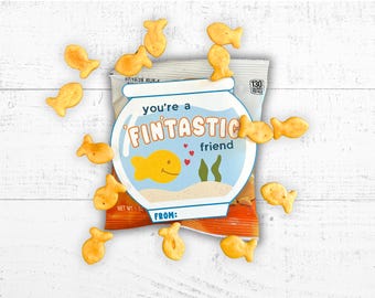 Goldfish Valentine Tag: Printable Kids Classroom Snack (PDF)