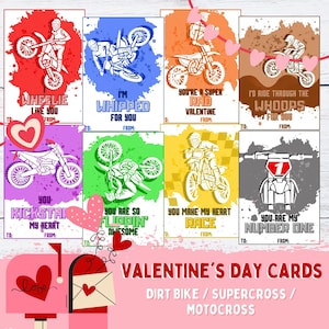 Cartes de Saint-Valentin | Vélo tout terrain | Motocross | Supercross | Imprimable Saint-Valentin | Carte de Saint-Valentin | Garçon Fille Saint Valentin |