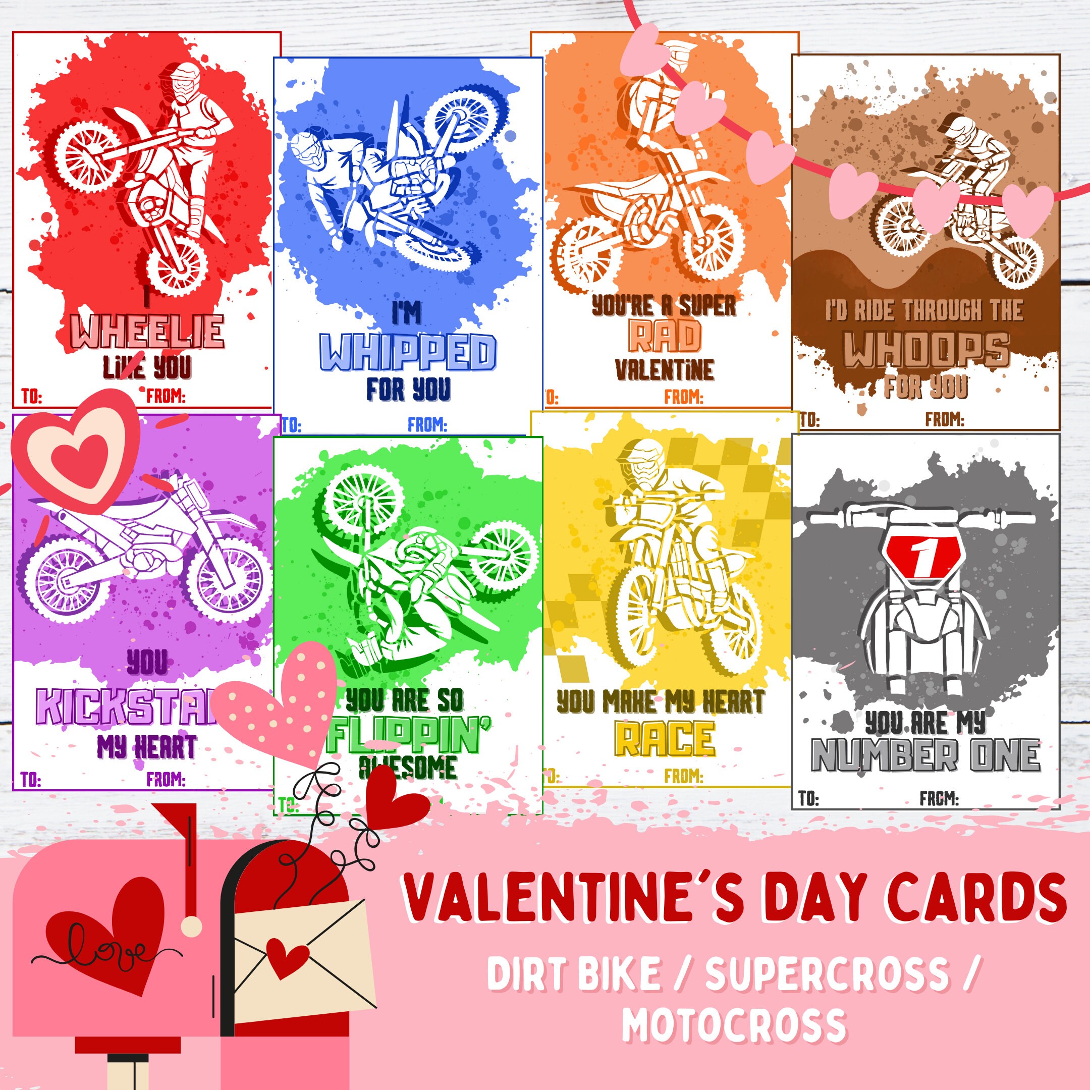 Valentine's Day Cards Dirt Bike Motocross Supercross Printable ...