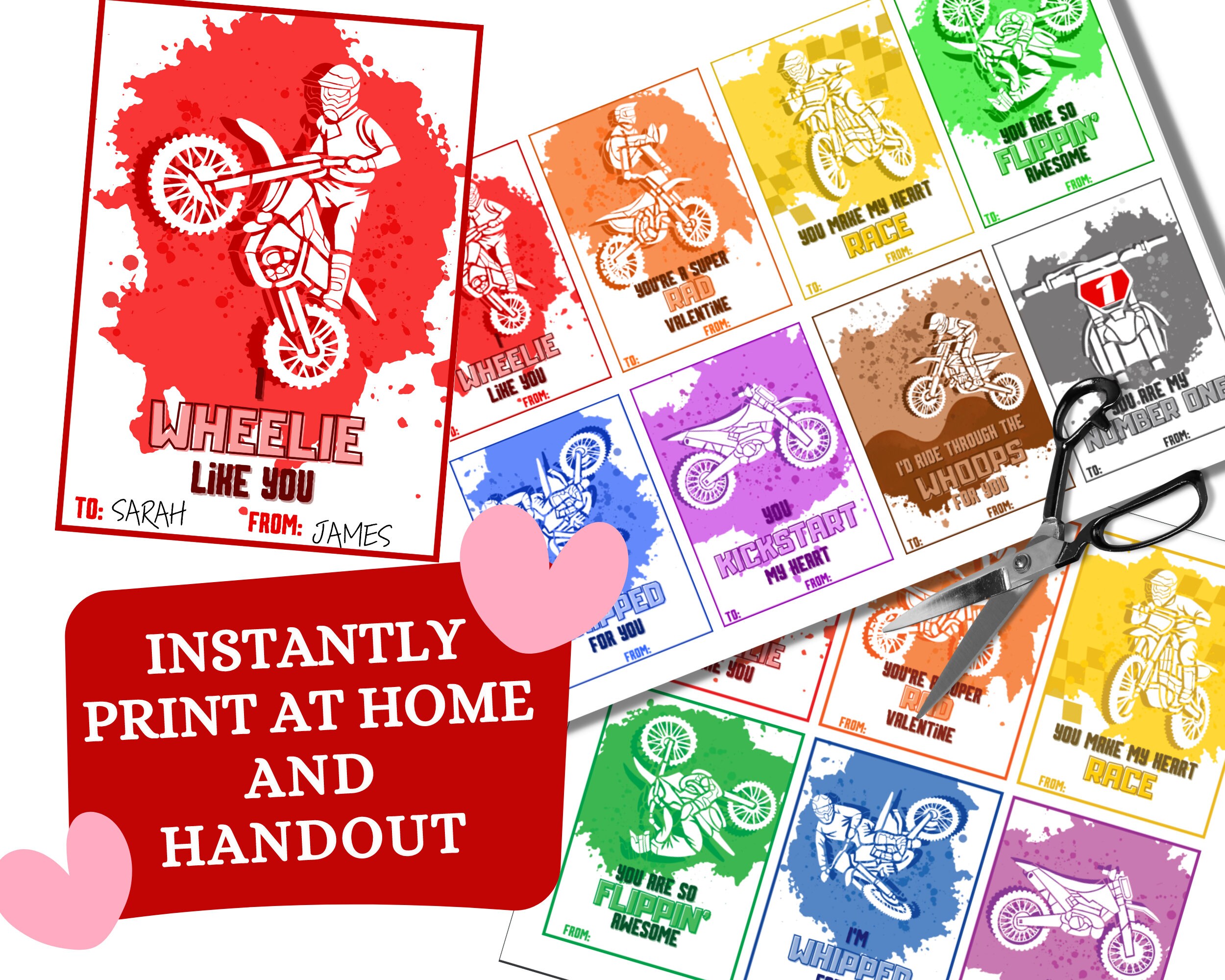 Dirt Bike Valentines Cards Printable Valentine Valentine's Day Cards ...